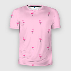 Мужская спорт-футболка Фламинго на розовом фоне