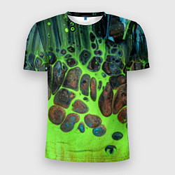 Мужская спорт-футболка Неоновый песок и камни - Зелёный