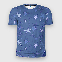 Футболка спортивная мужская Gray-Blue Star Pattern, цвет: 3D-принт