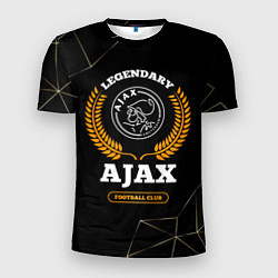 Футболка спортивная мужская Лого Ajax и надпись Legendary Football Club на тем, цвет: 3D-принт