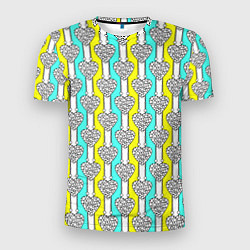 Мужская спорт-футболка Striped multicolored pattern with hearts