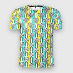 Футболка спортивная мужская Striped multicolored pattern with hearts, цвет: 3D-принт