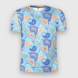 Мужская спорт-футболка Турецкий огурец Turkish cucumber blue pattern