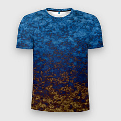 Мужская спорт-футболка Marble texture blue brown color