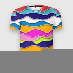 Мужская спорт-футболка Разноцветные волны Летний паттерн