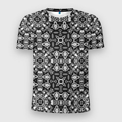 Мужская спорт-футболка Black and white ethnic oriental ornament
