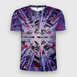 Мужская спорт-футболка Неоновый абстрактный коридор - Фиолетовый