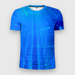 Мужская спорт-футболка Неоновый фонари и лучи - Синий