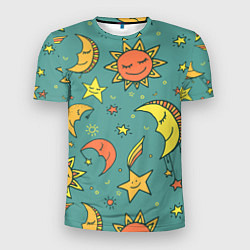 Мужская спорт-футболка Солнце, Луна и Звёзды
