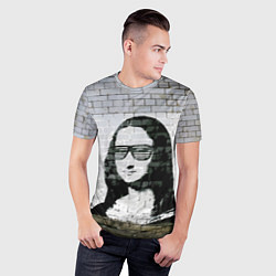 Футболка спортивная мужская Джоконда на стене в стиле граффити, цвет: 3D-принт — фото 2