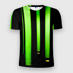 Мужская спорт-футболка Абстрактные неоновые колбы с кислотой - Зелёный