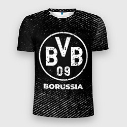 Футболка спортивная мужская Borussia с потертостями на темном фоне, цвет: 3D-принт