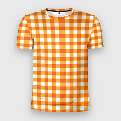 Футболка спортивная мужская Бело-оранжевые квадратики, цвет: 3D-принт