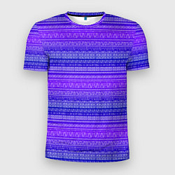 Мужская спорт-футболка Узор в стиле бохо на фиолетовом фоне