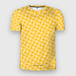 Мужская спорт-футболка Белые крестики на желтом фоне