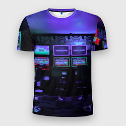 Мужская спорт-футболка Неоновые игровые автоматы - Фиолетoвый