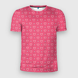 Мужская спорт-футболка Розовые сердечки паттерн