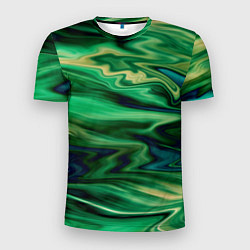 Мужская спорт-футболка Абстрактный узор в зеленых тонах
