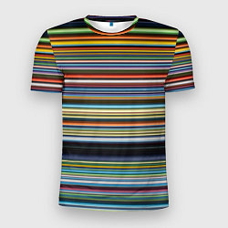 Мужская спорт-футболка Абстрактное множество разноцветных линий