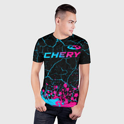 Футболка спортивная мужская Chery - neon gradient: символ сверху, цвет: 3D-принт — фото 2