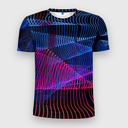 Мужская спорт-футболка Неоновые электронные волнообразные линии