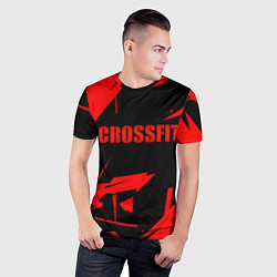 Футболка спортивная мужская Кроссфит - красная абстракция, цвет: 3D-принт — фото 2