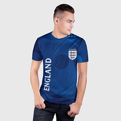 Футболка спортивная мужская Сборная Англии Синяя Абстракция, цвет: 3D-принт — фото 2