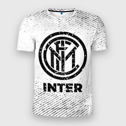 Мужская спорт-футболка Inter с потертостями на светлом фоне