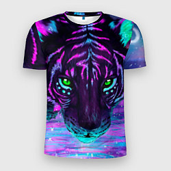 Футболка спортивная мужская Светящийся неоновый тигр, цвет: 3D-принт