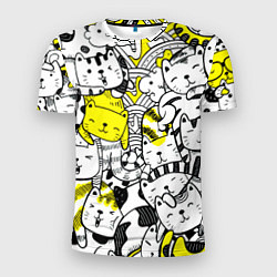Мужская спорт-футболка Милые Чёрные и Жёлтые Коты