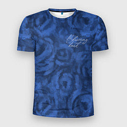 Мужская спорт-футболка Цветущее сердце синие абстрактные розы
