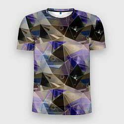 Мужская спорт-футболка Полигональный абстрактный: бежевый, коричневый, си
