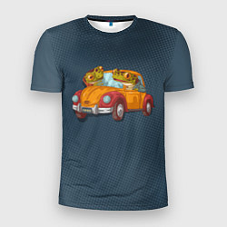 Мужская спорт-футболка Веселые лягухи на авто