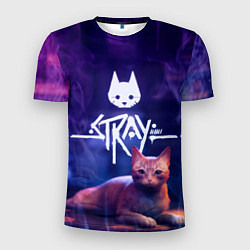 Футболка спортивная мужская Stray кот - дымок - neon, цвет: 3D-принт