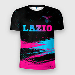 Мужская спорт-футболка Lazio - neon gradient: символ сверху