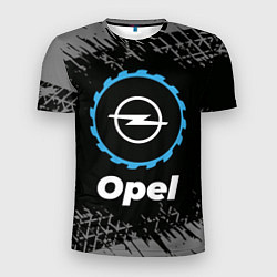 Футболка спортивная мужская Opel в стиле Top Gear со следами шин на фоне, цвет: 3D-принт