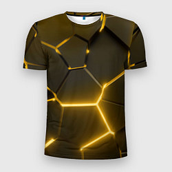 Мужская спорт-футболка Золотые неоновые геометрические плиты