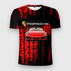 Футболка спортивная мужская Porsche - авто, цвет: 3D-принт