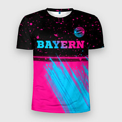Футболка спортивная мужская Bayern - neon gradient: символ сверху, цвет: 3D-принт