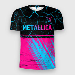 Футболка спортивная мужская Metallica - neon gradient: символ сверху, цвет: 3D-принт