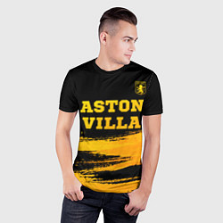 Футболка спортивная мужская Aston Villa - gold gradient: символ сверху, цвет: 3D-принт — фото 2