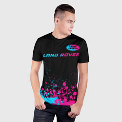 Футболка спортивная мужская Land Rover - neon gradient: символ сверху, цвет: 3D-принт — фото 2