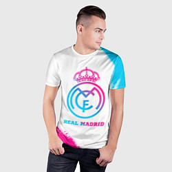 Футболка спортивная мужская Real Madrid neon gradient style, цвет: 3D-принт — фото 2