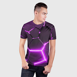 Футболка спортивная мужская Фиолетовые неоновые геометрические плиты, цвет: 3D-принт — фото 2