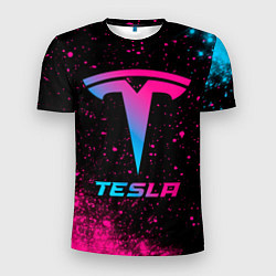 Футболка спортивная мужская Tesla - neon gradient, цвет: 3D-принт