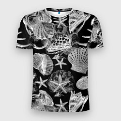 Футболка спортивная мужская Композиция из ракушек, кораллов и морских звёзд, цвет: 3D-принт