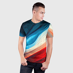 Футболка спортивная мужская Неоновые яркие волны, цвет: 3D-принт — фото 2