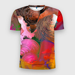 Мужская спорт-футболка Стилизованная композиция из океанских ракушек