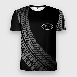 Футболка спортивная мужская Subaru tire tracks, цвет: 3D-принт