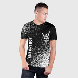 Футболка спортивная мужская Fall Out Boy и рок символ на темном фоне, цвет: 3D-принт — фото 2